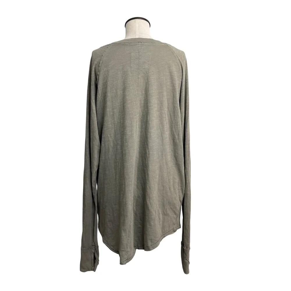 Free People We The Free Olive Green Slub Knit Long Sleeve Thumbhole Tee Small